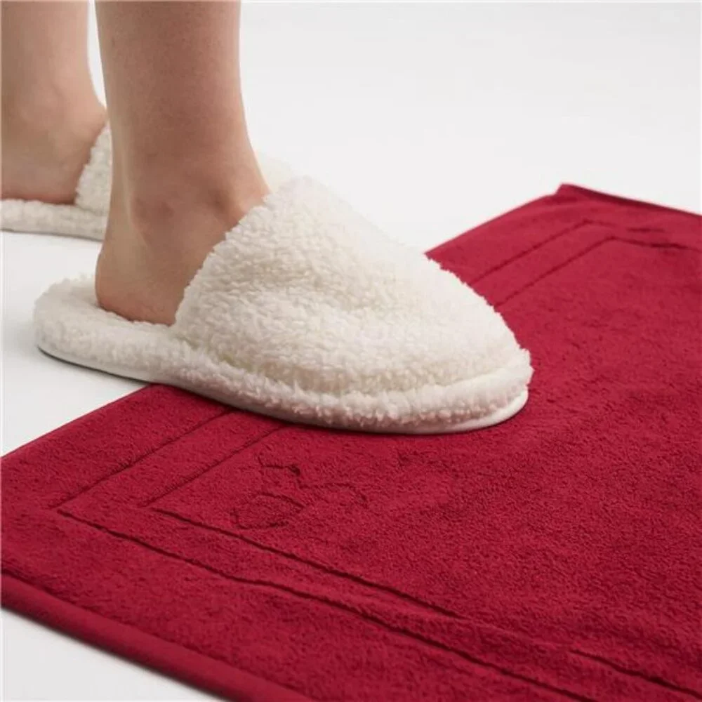 Organic Cotton Bath Mat Set of 2 Red 20x27 Soft Absorbent Quick Dry Bathroom Rug
